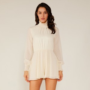 Sommer Damenmode Chiffon Neckholder Weiß Spitze Kurzes Kleid