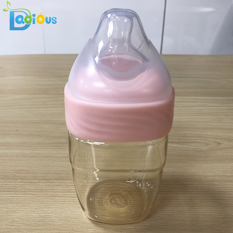 OEM-Service Weithals-Babyflasche Robuste PPSU-Babyflaschen-Silikon-Saugflasche für Babys