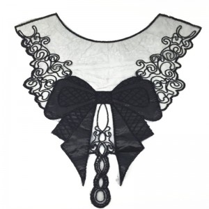 100% polyester schwarz große blume halskette spitzenkragen stoff trim diy stickerei spitze stoff ausschnitt applique sewing craft