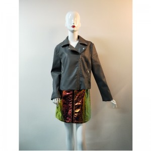 SCHWARZE PU BIKERJACKE RLWPJ0014N