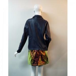 NAVY GESTICKTE PU-JACKE RLWPJ0017N