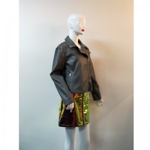 SCHWARZE PU BIKERJACKE RLWPJ0014N