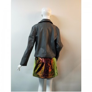 SCHWARZE PU BIKERJACKE RLWPJ0014N