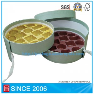 Starre, runde Luxus-Pralinenschachtel mit doppelten Schichten