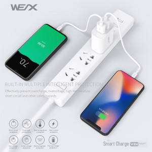 WEX V24 Wandladegerät, USB -Ladegerät, schnelles Ladegerät, Dual -Port -Ladegerät