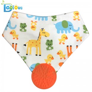 Weiche saugfähige Bio-Baumwolle Beißring Bandana Musselin Beißring Lätzchen Unisex Bandana Drool Lätzchen mit Beißring