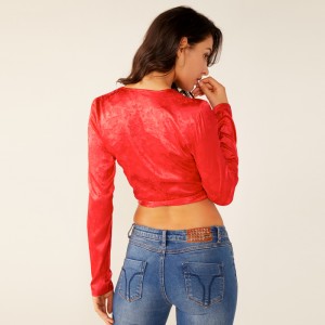 Frauen-Damen-beiläufige Sommer-rote Bindungs-reizvolle Blumendruck-Oberseiten-Bluse kleidet Oem