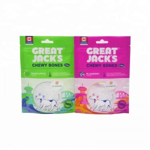 OEM Farbdruck Box Pouch Kunststoff Reißverschluss Top Dog Snack Verpackung