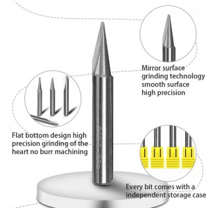 Gravierstichel, 2 Nuten Gerade CNC V-Bit 1/4 Zoll Schaftmarkierung Konisches Gravierfräswerkzeug für Stahl Aluminium Messing MDF Holz