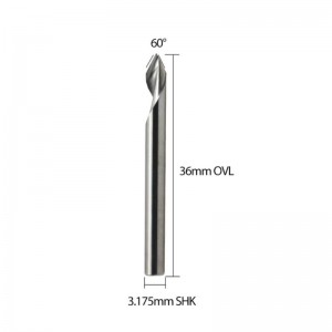 Spirale 60 Grad V Nut Gravur Werkzeug Flachboden CNC Fräser 1/8 Zoll Schaft für Aluminium MDF Hartholz Kupfer 5 STÜCKE