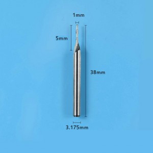 Hartmetall-Fräser, Doppelflöten-Spiral-Hartmetall-Flachfräser CNC-Fräser 1 mm Schnittdurchmesser