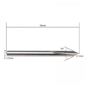 60-Grad-V-Bit, EnPoint-Metallgravur-Bit Hartmetall-Hartmetallkegelform CNC-Gravur-Bit mit 2 Nuten, 1/8 \
