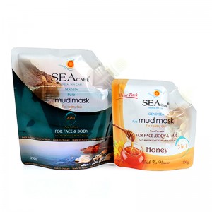 Aluminiumfolie Totes Meer Schlamm Gesichtsmaske Ausgusstasche Mylar Stand Up Ausgusstasche Tasche für flüssige kosmetische Gesichtsmaske Gesichtscreme