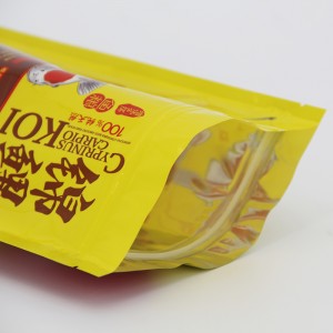 Kundengebundener Druck 100g, der oben Plastikfischfuttertasche steht