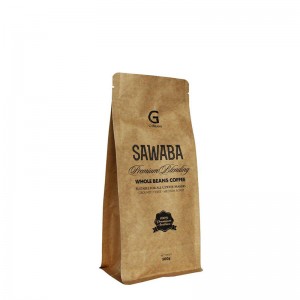Einfache Kraft Kaffeebeutel Quad Seal Box Bottom Packaging