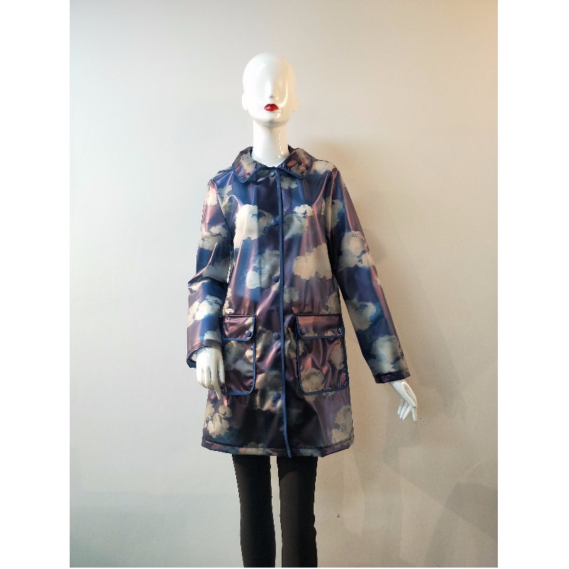 LADIES NAVY PRINTED TPU JACKET RLWTJ0004