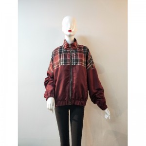 LADIES 'BURGUNDY PLAID JACKET RLWJ0002