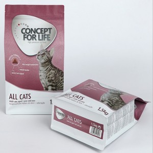 Flachboden-Plastiktüten mit Reißverschluss Acht seitlich versiegelte Plastiktüten zum Verpacken von Tiernahrungstüten