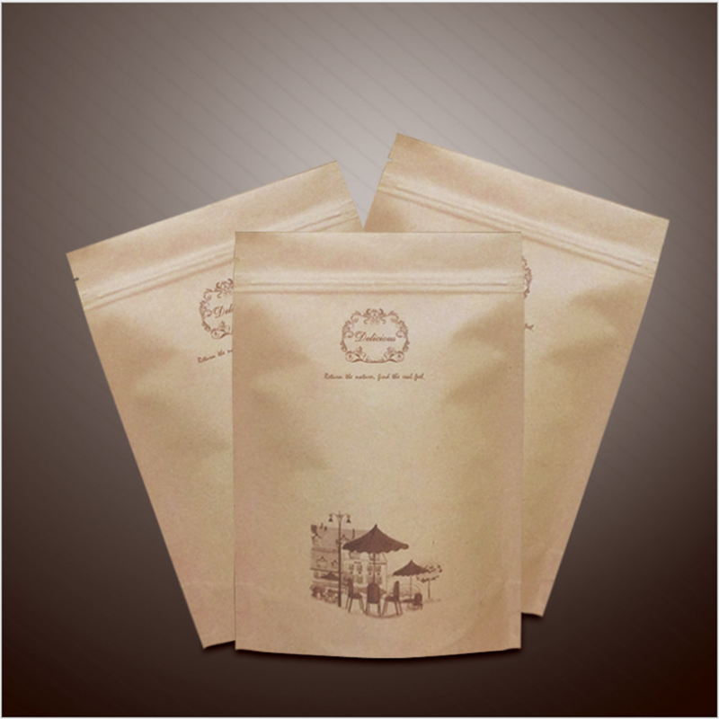 Gute Qualität häufig verwendeten Kraftpapiersäcke 3 Seitendichtung Verpackungsbeutel für Kaffee Snack Nüsse Reis