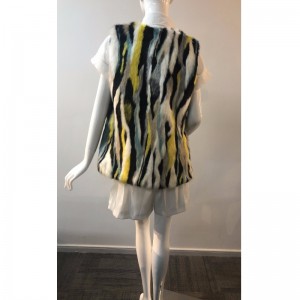 DAMEN FARBIGE VERTIKALE STREIFEN PELZ GILET RLWF0011