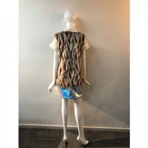 DAMEN FARBIGES PELZ GILET RLWF0012