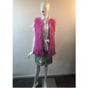 DAMEN MAGENTA SHAGGY GILET RLWF0023