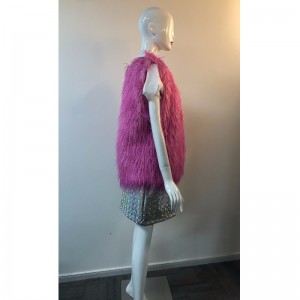 DAMEN MAGENTA SHAGGY GILET RLWF0023