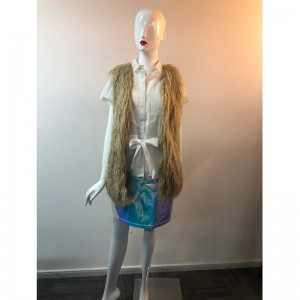 DAMEN SHAGGY GILET IN MUSTARD GOLD RLWF0026