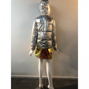 DAMEN SILBER METALLIC PUFFER COAT RLWPC0049