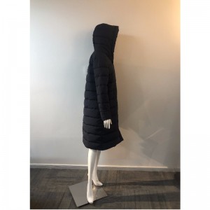 SCHWARZER LANGER MANTEL DER DAMEN RLWPC0056