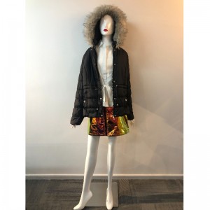 SCHWARZER HOODED COAT RLWPC0060 DER DAMEN