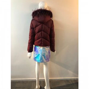 DAMEN BURGUNDER KAPUZENMANTEL RLWPC0066