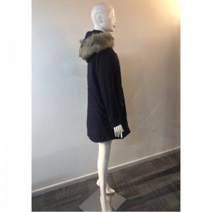 SCHWARZER HOODED MANTEL DER DAMEN RLWPC0076