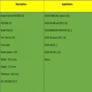 Bremsbeläge (OE: 4E0698151K)
