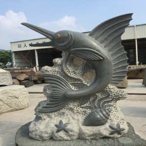 Große Dinosaurier-Delphin-Haifisch-Steinschnitzereien und Skulpturen Natürliche reine Handarbeitsgrafik