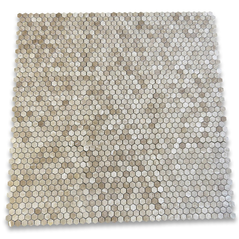 Emperador Light 1x2 Basketweave Mosaic Tile mit Emperador Dark Dots Polished