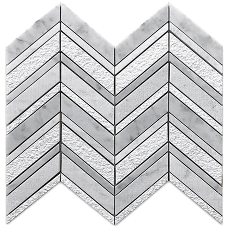 Carrara Bianco geschliffene Chevron Multi Marmor Boden Wand Mosaik