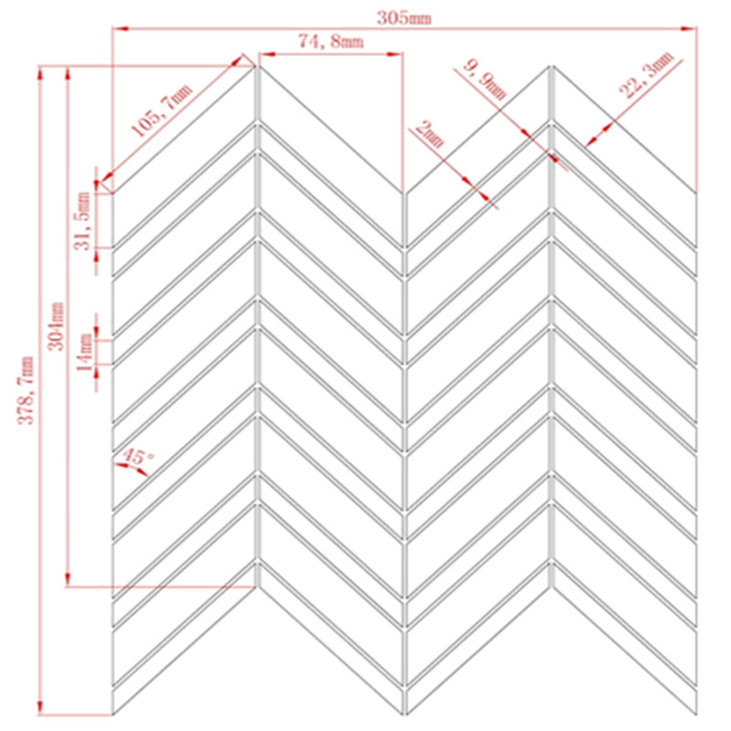 Carrara Bianco geschliffene Chevron Multi Marmor Boden Wand Mosaik