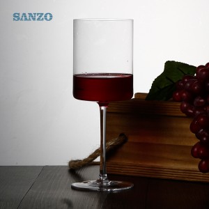 SANZO Black Stem Weinglas handgemachte bleifreie Kristallgläser dick rustikal
