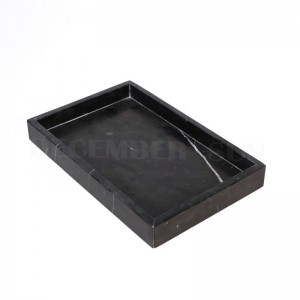 Hochwertiges schwarzes rechteckiges Serviertablett aus Marmor