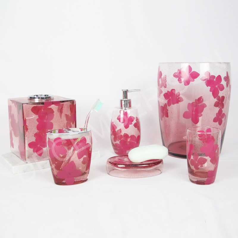 6-teiliges Badezimmerzubehörset aus Glas