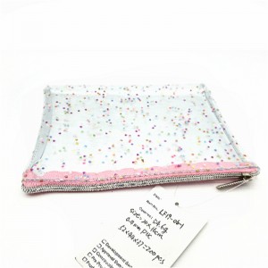 PVC cosmetic pouch with glitter paillette