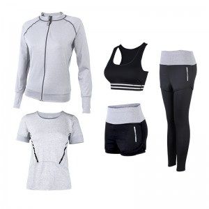 FDMF004-Frauen 5pcs Sport Anzüge Fitness Yoga Running Athletic Trainingsanzüge