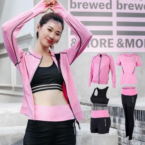 FDMF004-Frauen 5pcs Sport Anzüge Fitness Yoga Running Athletic Trainingsanzüge