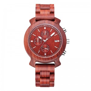 Elegantes stilvolles Reise-Hand-Mens-Schwarz-Sandelholz-Lederband-kundenspezifisches hölzernes Uhrenarmband