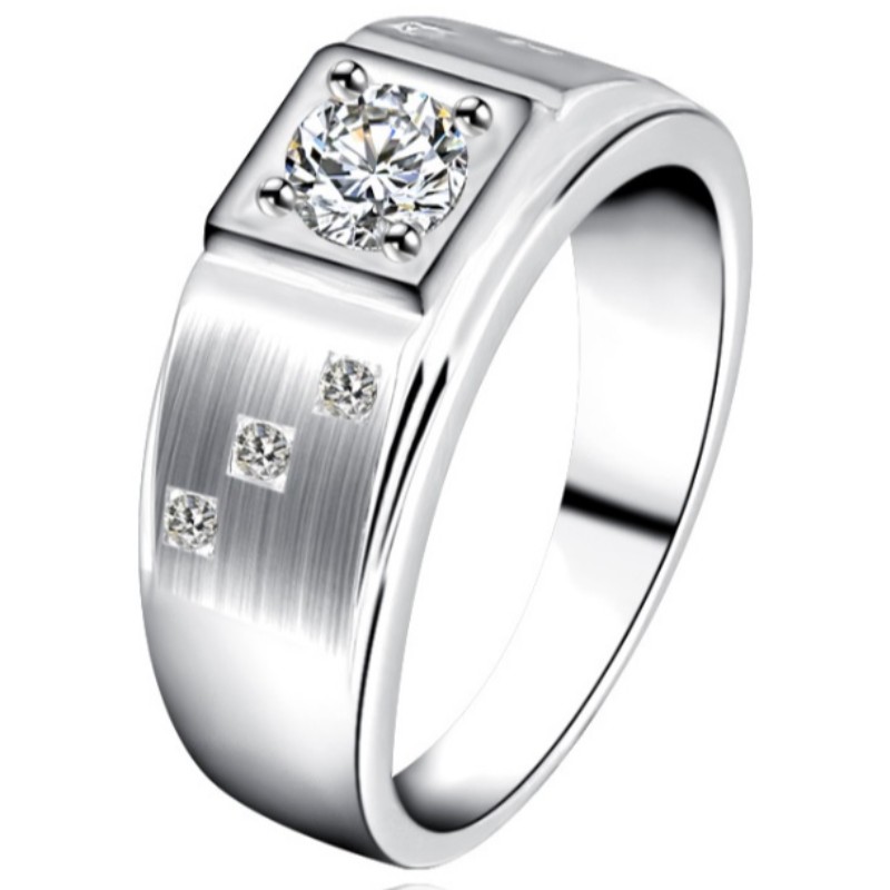 Herrenringe Zirkonia Herren Statementringe 925 Sterling Silber Platin Versprechen Ringe für Herren