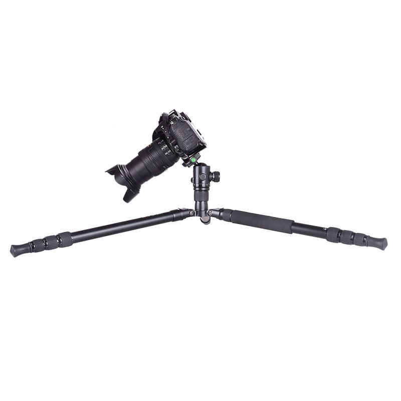 Kingjoy Reisestativ-Kit, Aluminium-Videokamerastativ mit Fluid Pan Drag Head, Mittelsäule, einstellbarem Beinwinkel, kompatibel für Canon Nikon DSLR-Videoaufnahmen