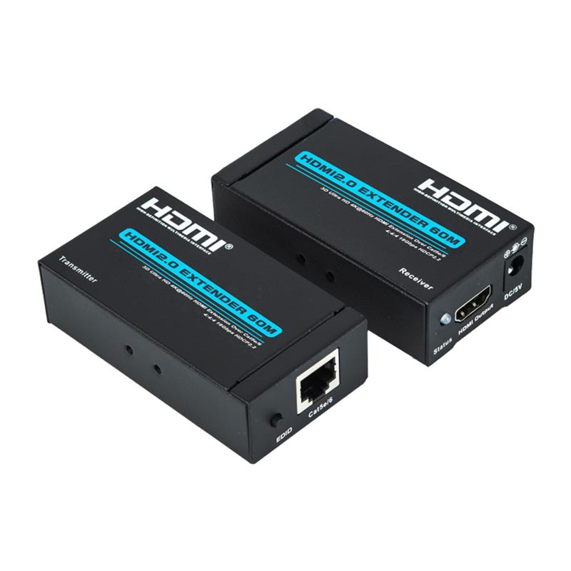 V2.0 HDMI Extender 60m Über ein einziges Cat5e / 6-Kabel unterstützt Ultra HD 4Kx2K @ 60Hz HDCP2.2