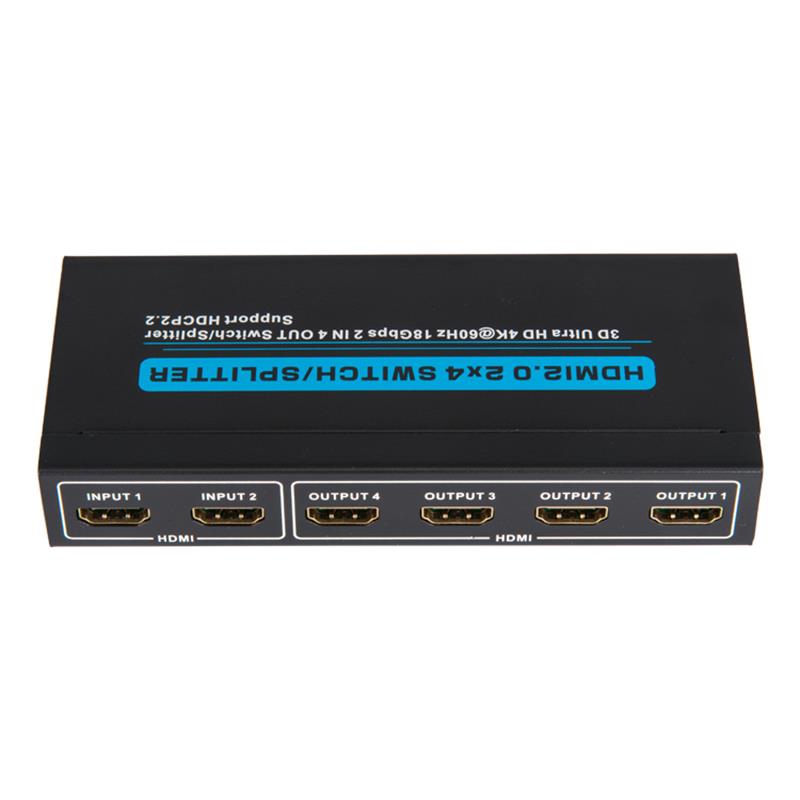 V2.0 HDMI 2x4 Switch / Splitter-Unterstützung 3D Ultra HD 4Kx2K @ 60Hz HDCP2.2