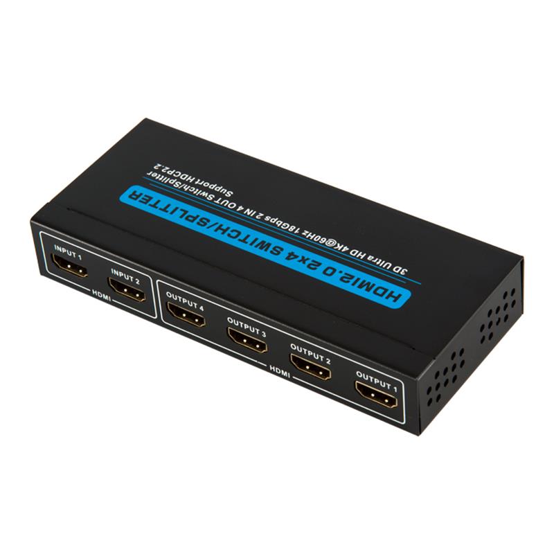 V2.0 HDMI 2x4 Switch / Splitter-Unterstützung 3D Ultra HD 4Kx2K @ 60Hz HDCP2.2